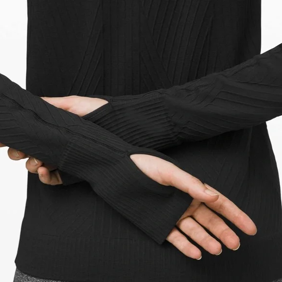 Lululemon Rest Less Pullover on long sleeve workout top in Black size 10 - Picture 4 of 9